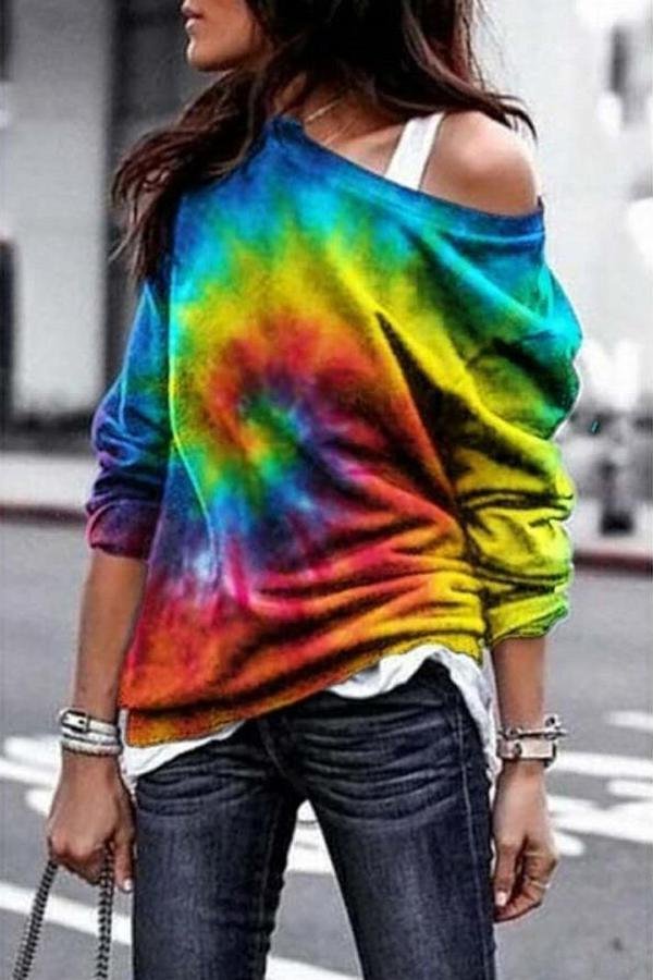 Fashionable Tie-dye Printed Sweatshirt (3 Colors) P11761