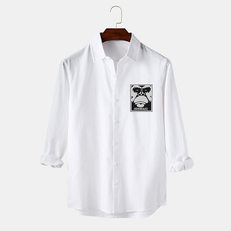 BrosWear White Gorilla Logo Long Sleeve Shirt