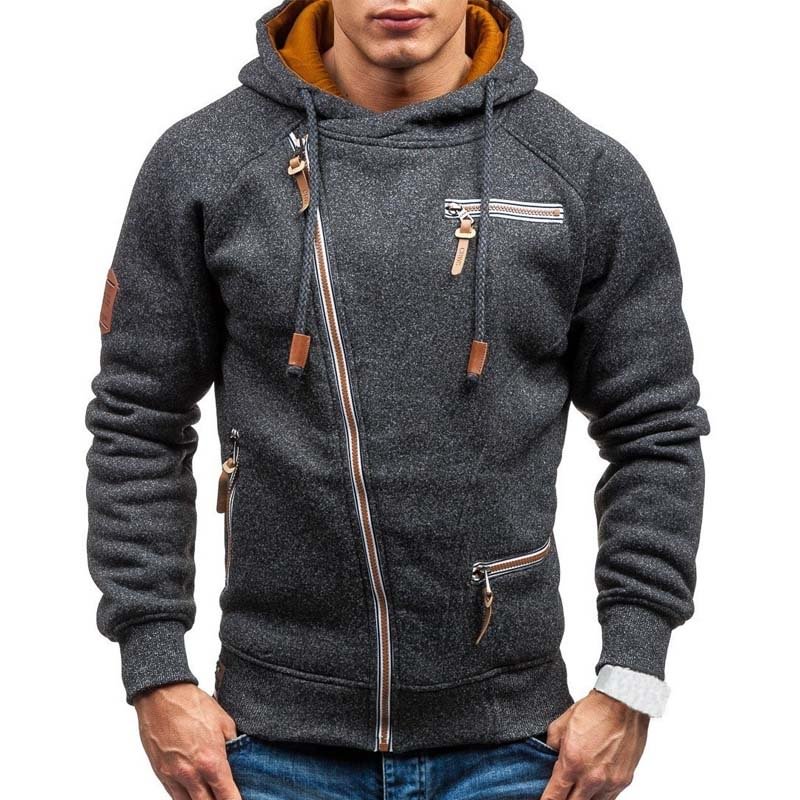 Solid Casual Autumn Winter Men's Hoodie Jackets-VESSFUL