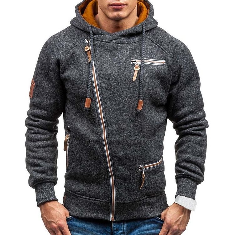 Solid Casual Autumn Winter Men's Hoodie Jackets