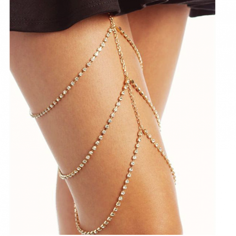 Shiny Rhinestones Thigh Chain Women Sexy Body Chain Jewelry-VESSFUL