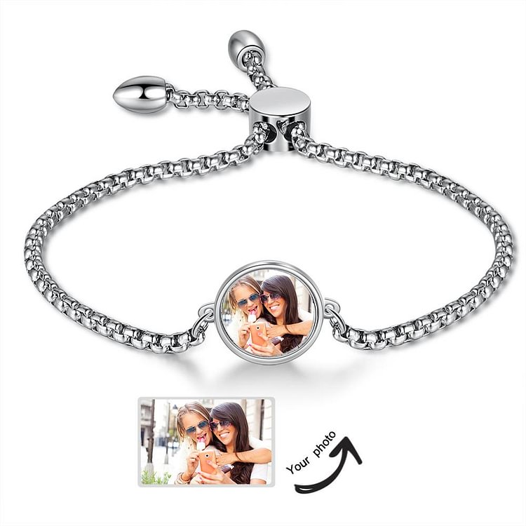 Photo Bracelet With Round Pendant Personalized Gift