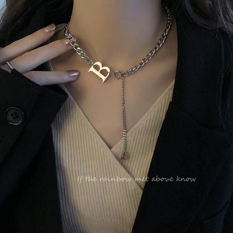 Minnieskull Letter B Pendant All-match Fashion Chain Necklace - Minnieskull