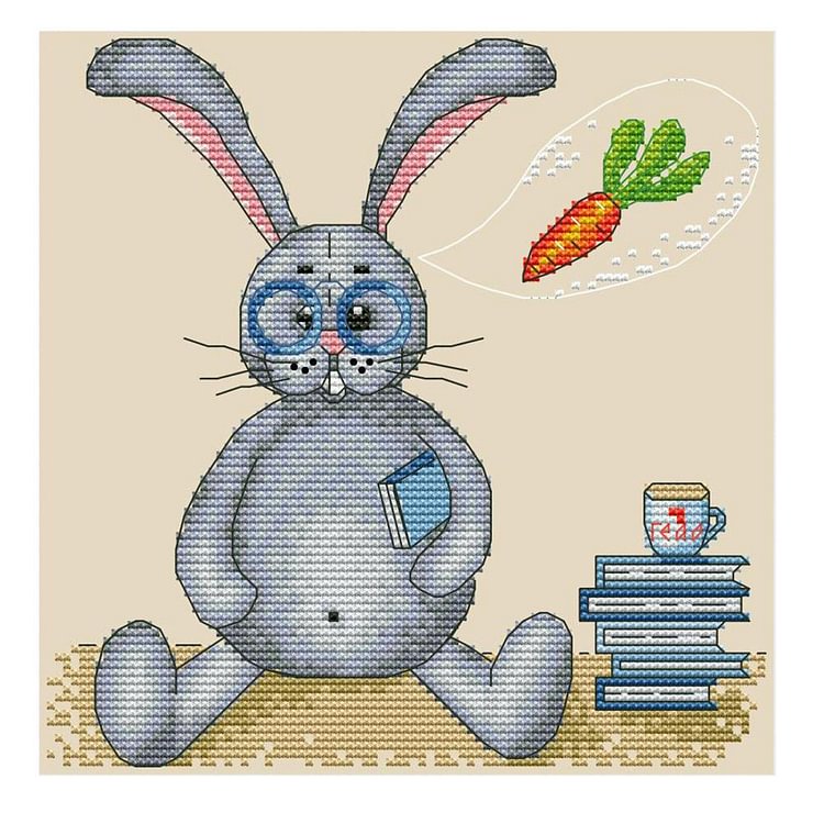 Rabbit Who Loves To Eat Radish - 14CT Stamped Cross Stitch - 21*21cm