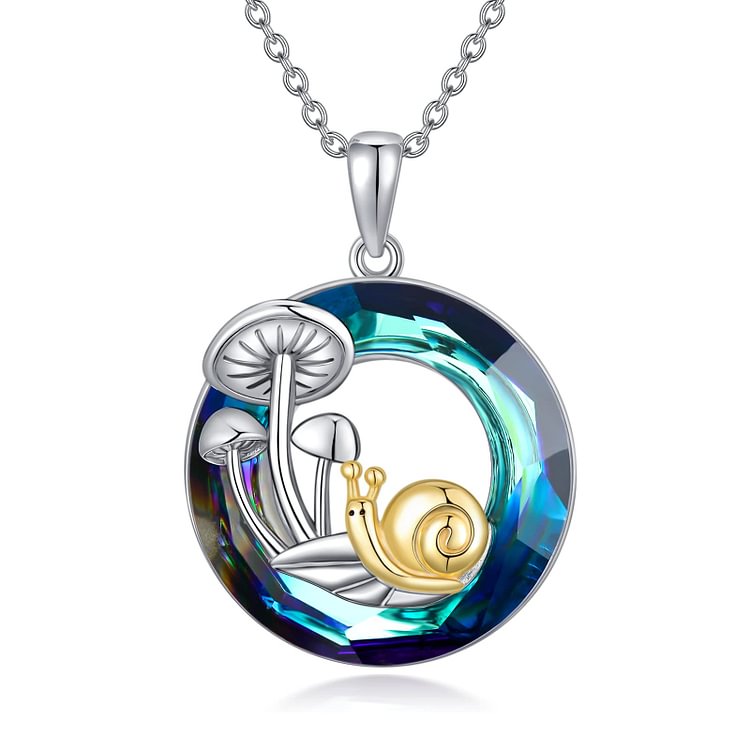 S925 Mushroom And Snail Crystal Circle Necklace