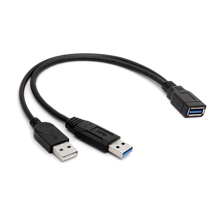 USB 3.0 Female to Dual USB Male Extra Power Data Y Splitter Extension Cable