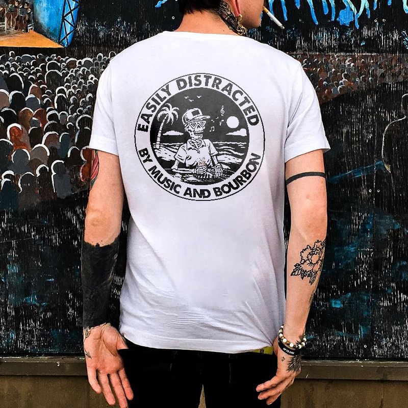Cloeinc  Easily Distracted Skull Beach Printed Men's T-shirt - Cloeinc