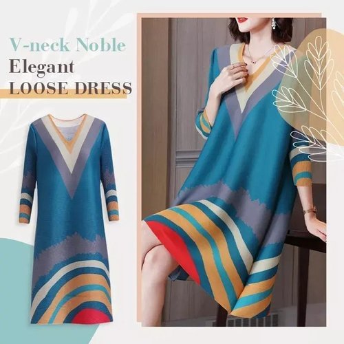 V-Neck Noble Elegant Loose Dress - tree - Codlins