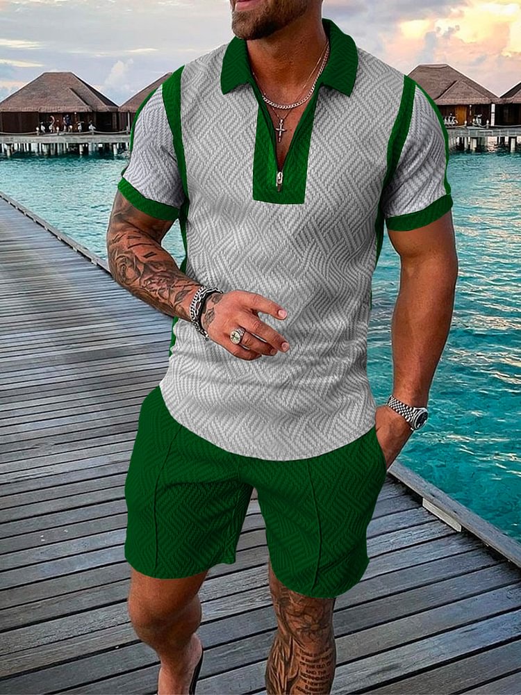 Green Printing Polo Suit