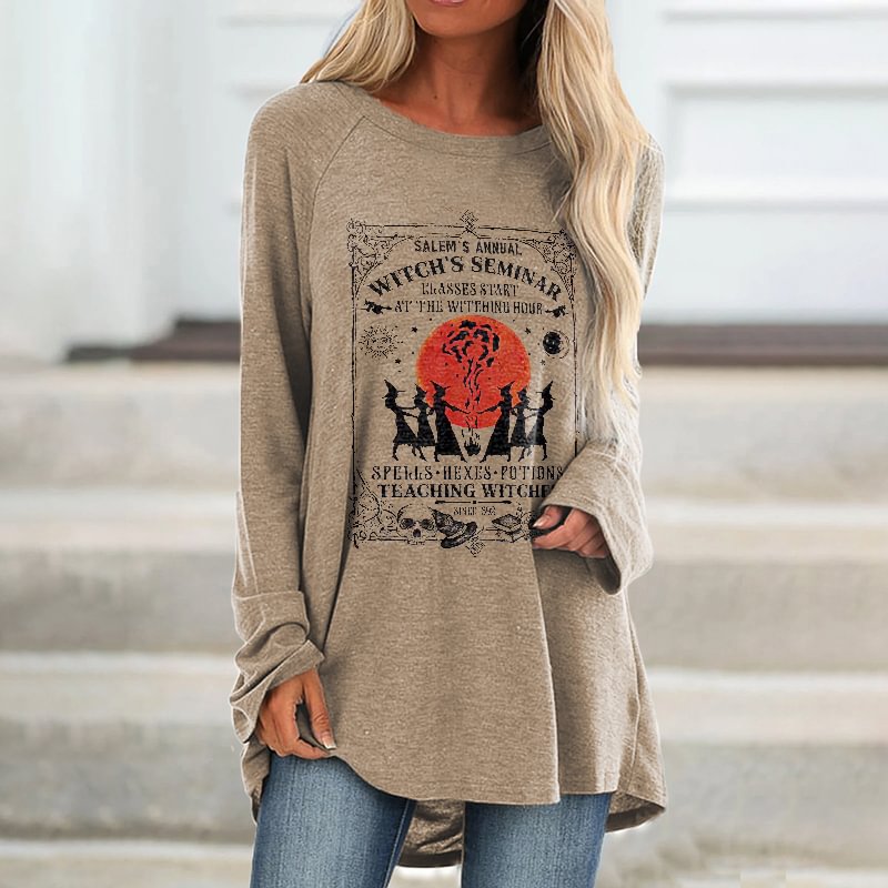Salem's Annual Witch's Seminar Printed Loose T-shirt