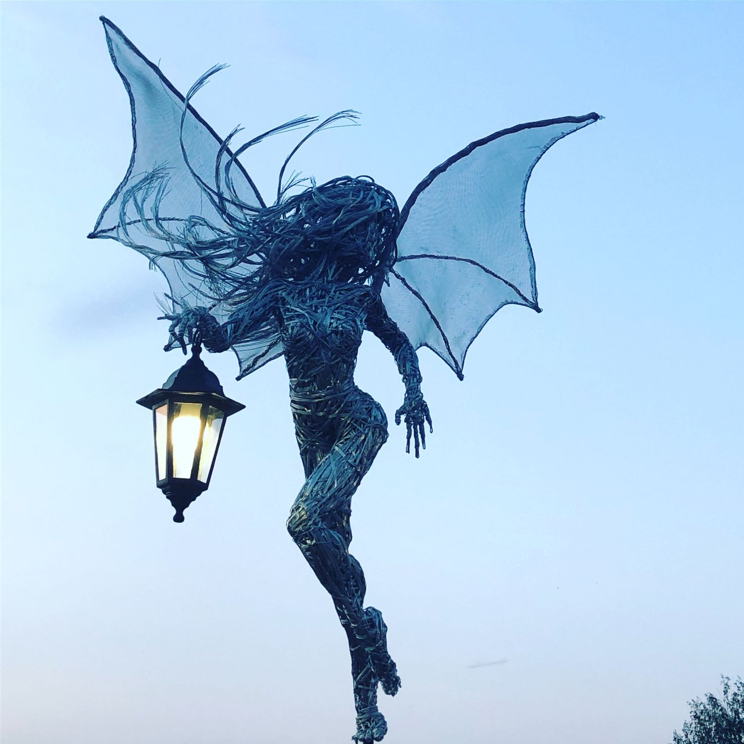 Fairy with a lantern- Garden solar light stakes- Home decor