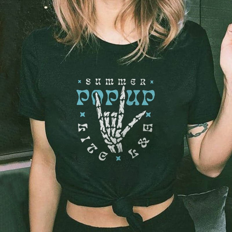 Summer Printed Skull Hand Women's T-shirt - Minnieskull