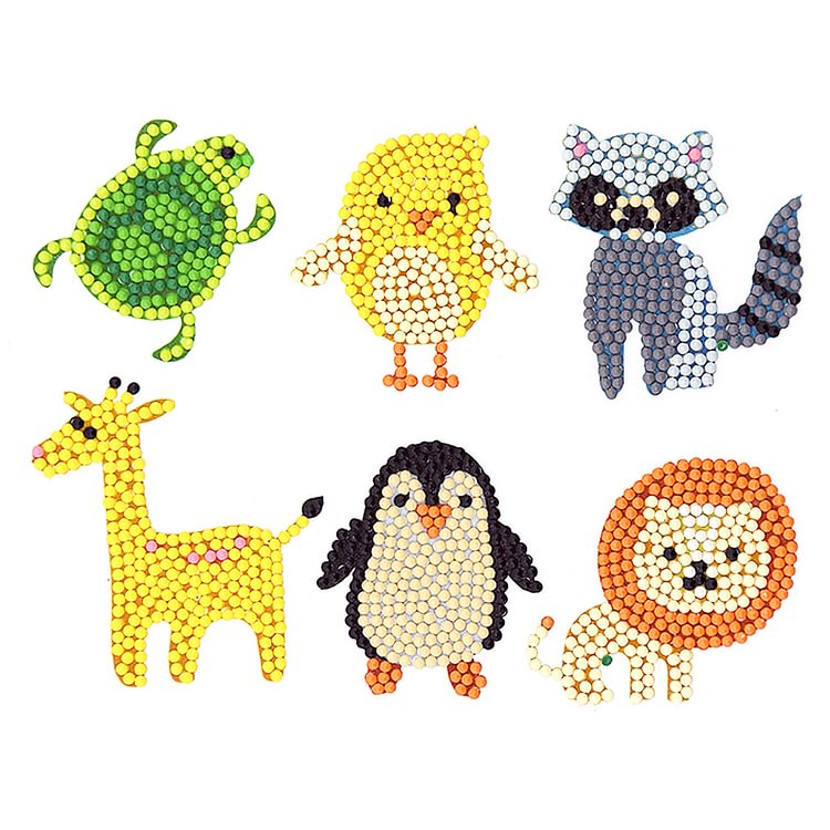 6pcs Colorful Animal - 5D DIY Craft Sticker