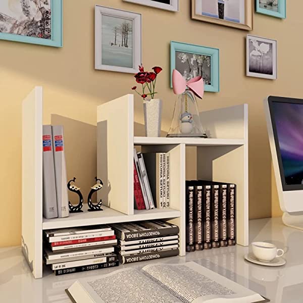 NW 1776 Tree Bookshelf，4-Layer Floor Standing Bookshelf，The Desktop Bookshelf Can Hold Books，Magazines CDs and Photo Albums，Desktop Organizer，Office Storage Rack Real Wooden Bookshelf 