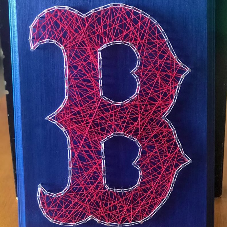 String Art - Boston Red Sox (inspired) 5" x 5"-Ainnpuzzle