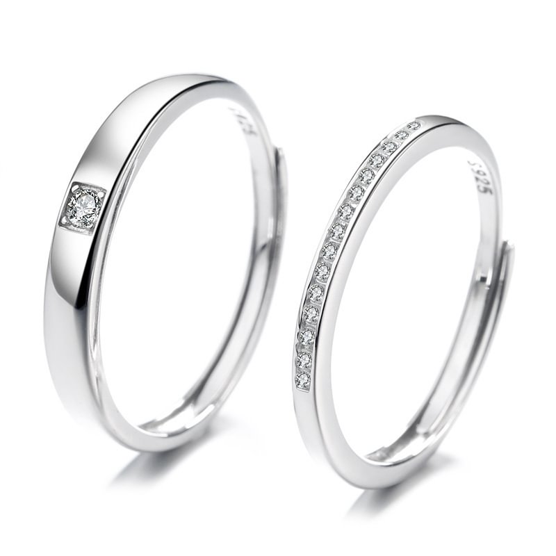 Love River Single Row Diamond Adjustable Couple Rings