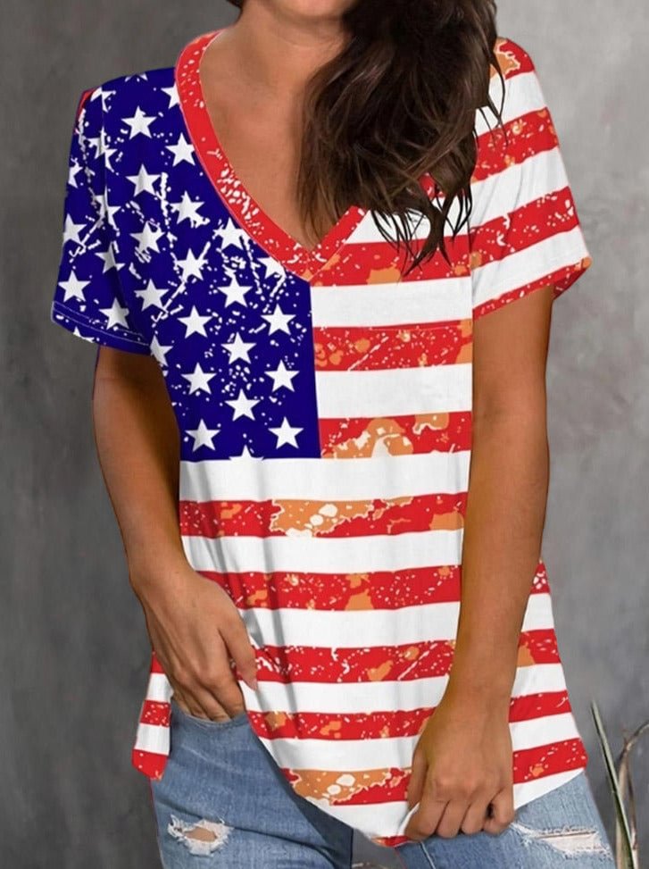 American Flag Star Striped Blouse