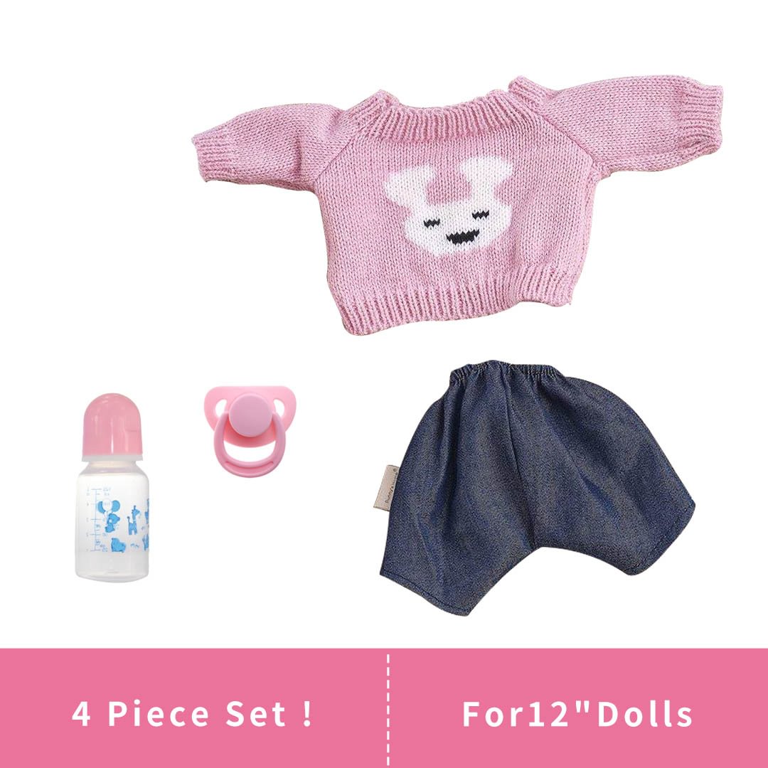 [For 12" Dolls] Easter Newborn Cute 4-Piece Set With Pacifier And Bottle