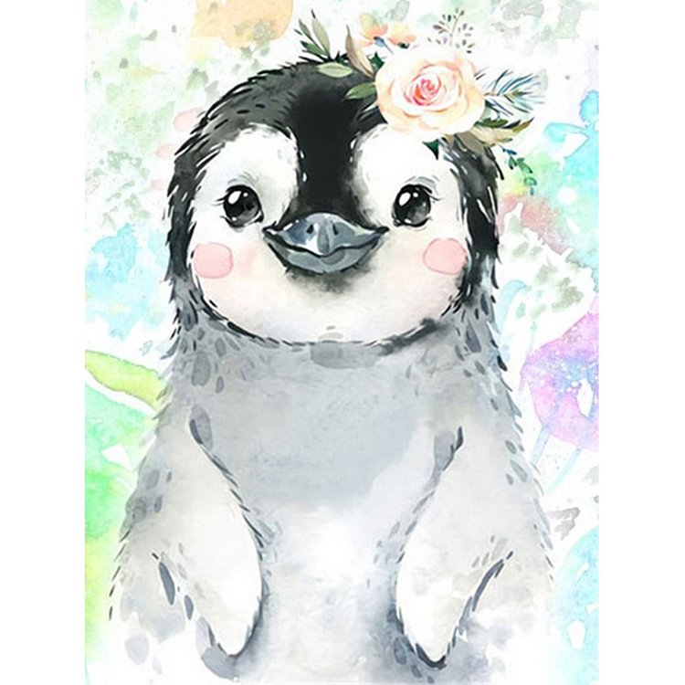 Cartoon Penguin With Flower - Round Drill Diamond Painting - 30*40CM