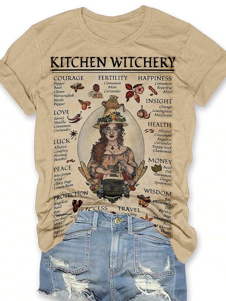 Vintage Kitchen Witchery Poster Print Short Sleeve T-shirt-Mayoulove