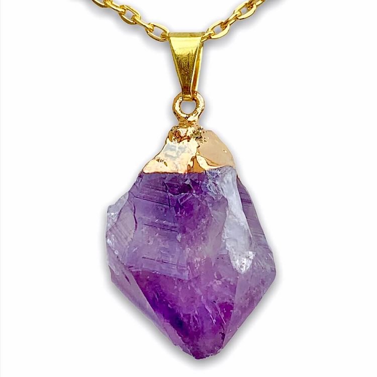 Amethyst Healing Pendant Necklace in Gold-Mayoulove