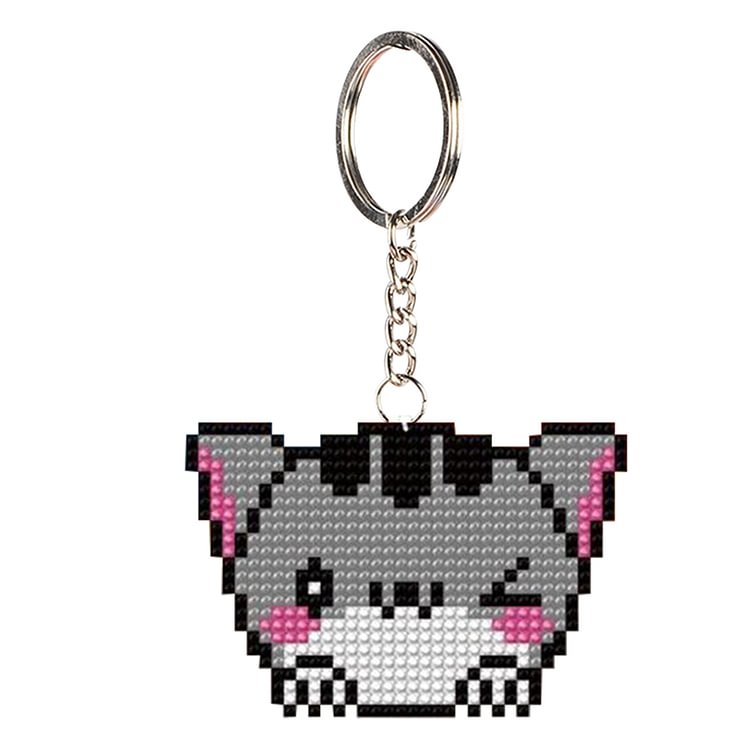 Cat - Bead Embroidery - Keychain