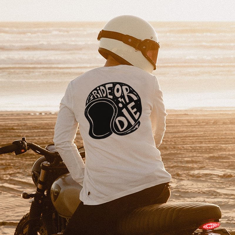 UPRANDY Ride Or Die Motorcycle Helmet Printed Men's Long-sleeved T-shirt -  UPRANDY