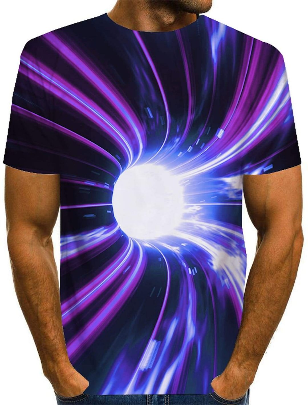 Men's Tee T shirt 3D Print Graphic Optical Illusion Print Short Sleeve Daily Tops Basic Exaggerated Round Neck-Corachic