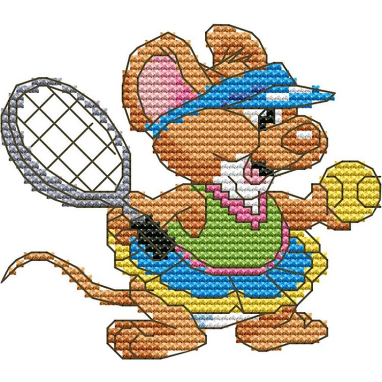 Sport Mouse - 14CT Stamped Cross Stitch - 14*13cm