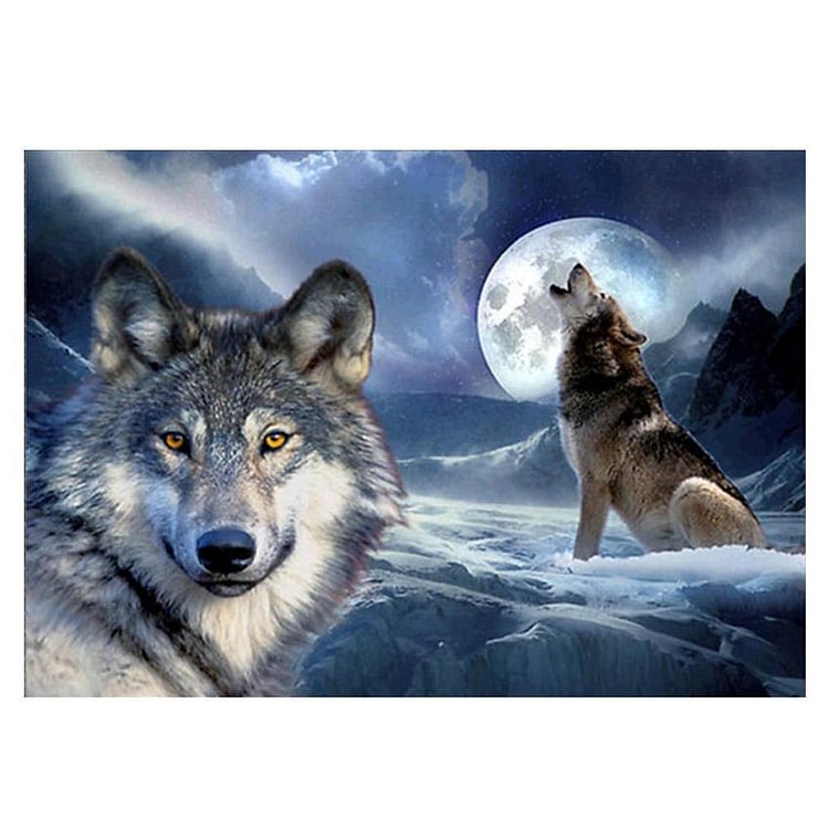 Wolf Moon - Partial Round Drill Diamond Painting - 40x30cm(Canvas)