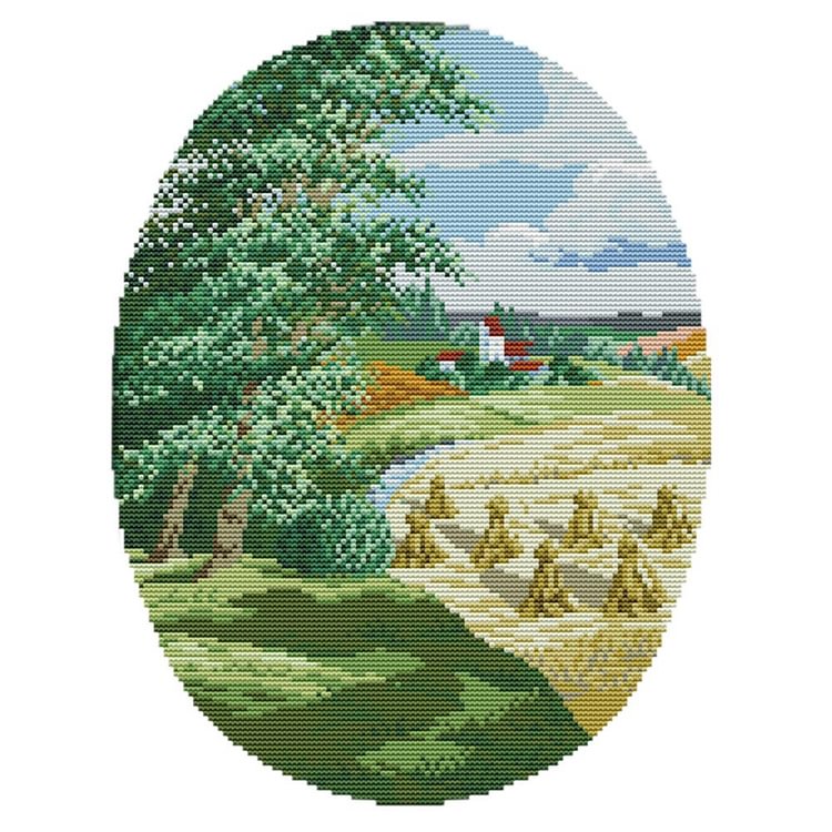 Rural landscape in summer - 14CT Stamped Cross Stitch - 30*36cm