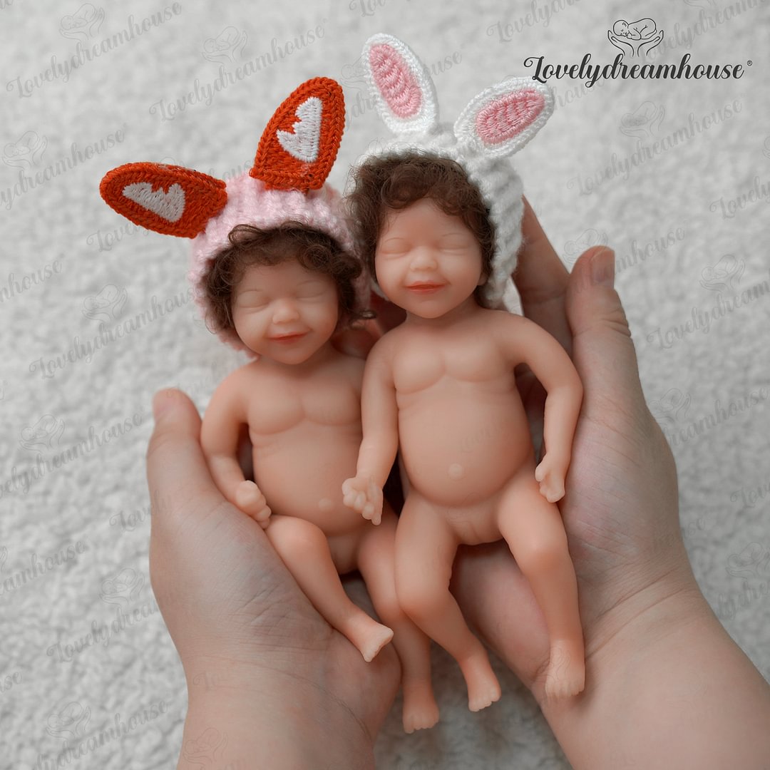  [Kids Reborn Gift] Michelle and Octavia 6'' Miniature Twins Reborn Dolls Soft Full Silicone Body Girl - Reborndollsshop.com-Reborndollsshop®