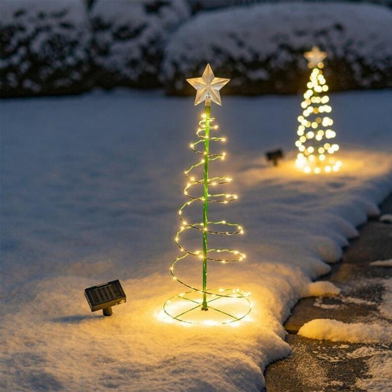 Solar Metal LED String Lights Christmas Tree - vzzhome