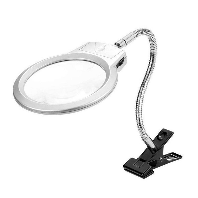 Magnifier Clip-on Lighted Table Desk LED Clamp Lamp 2x 5x Magnifying Glass