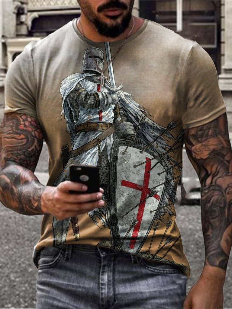 Designer Viking Cross Holy Warrior Print T-shirt / [viawink] /