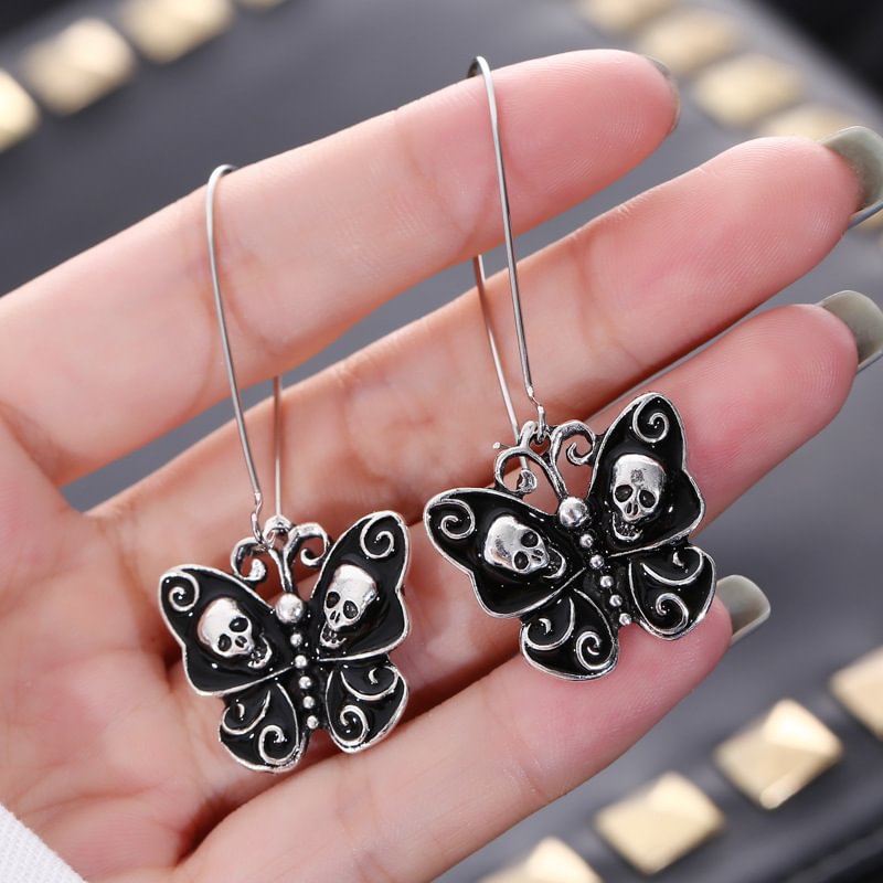 Minnieskull Vintage creative skull butterfly earrings - Minnieskull