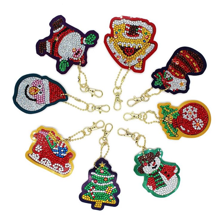 8pcs Christmas Decorations-DIY Creative Diamond Keychain
