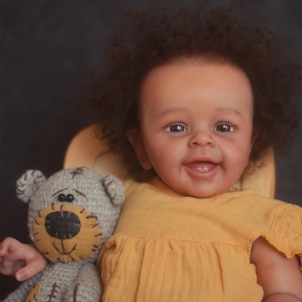 [Black Reborn Girl Dolls] African American 20'' Reborn Baby Doll Girl Lifelike Toddler Doll  Named Mnisha