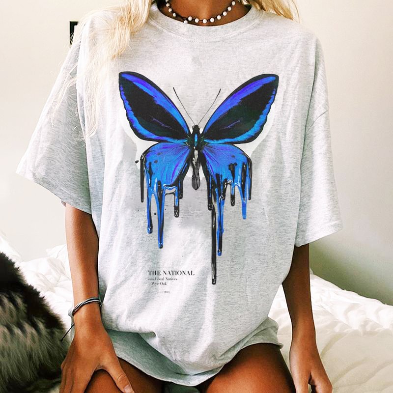   Butterfly printed gray T-shirt - Neojana