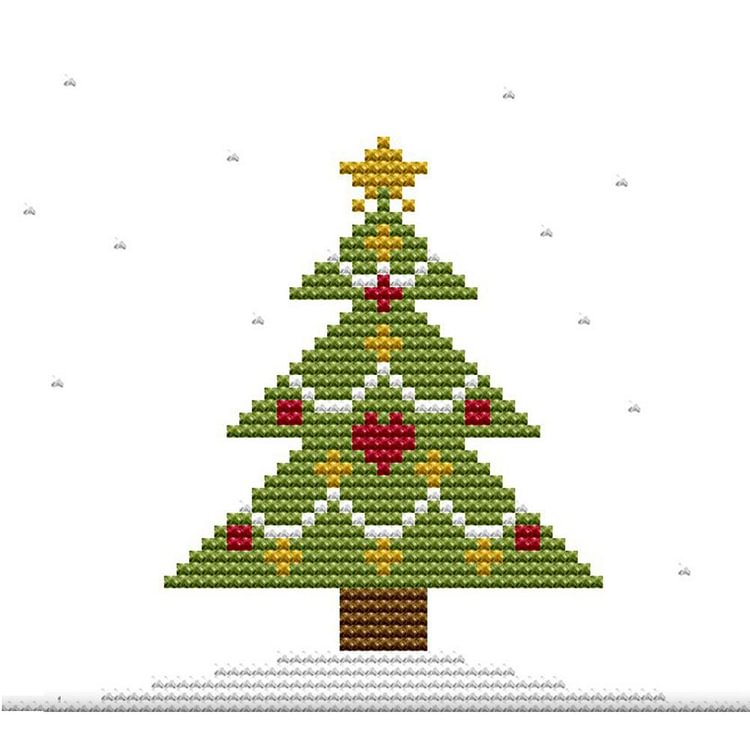 Snowflake Christmas Tree - 14CT Stamped Cross Stitch - 16*15cm