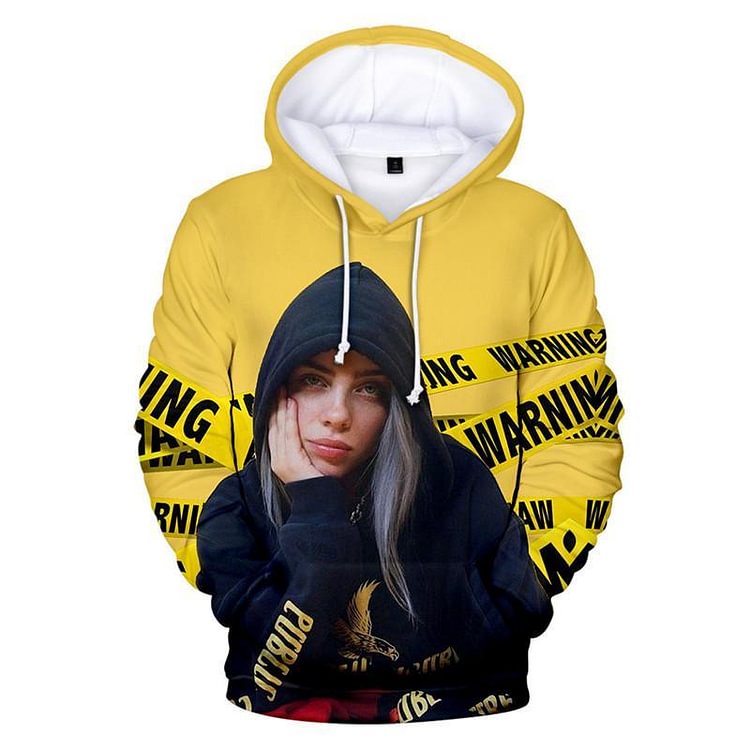 Billie Eilish 3D Printed Hooded Sweatshirt Cool Street Fashion Hoodie-Mayoulove