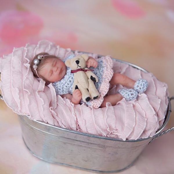 Miniature Doll Sleeping Reborn Baby Doll, 5 inch Realistic Newborn Baby Doll Girl Named Valerie