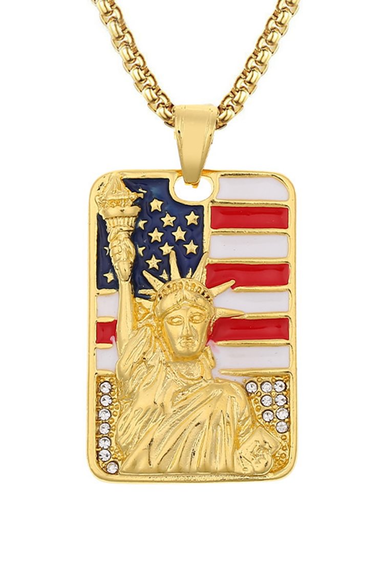 Tiboyz American Flag Statue Of Liberty Pendant Necklace