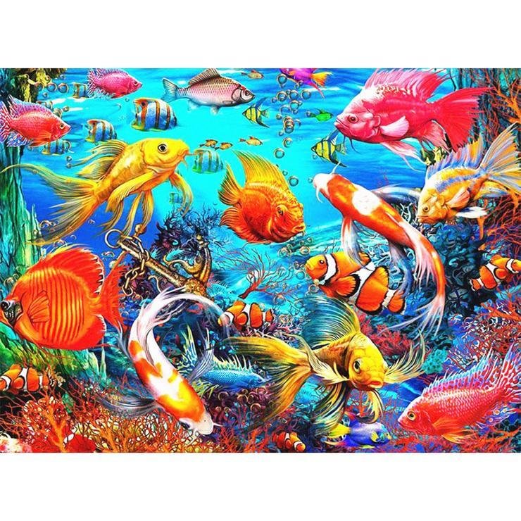 Full Round Diamond Painting Colorful Fish (40*30cm)