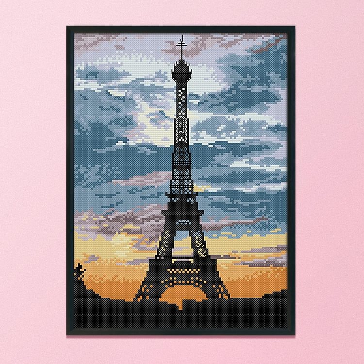 Eiffel Tower at dusk - 14CT Stamped Cross Stitch - 25*34cm