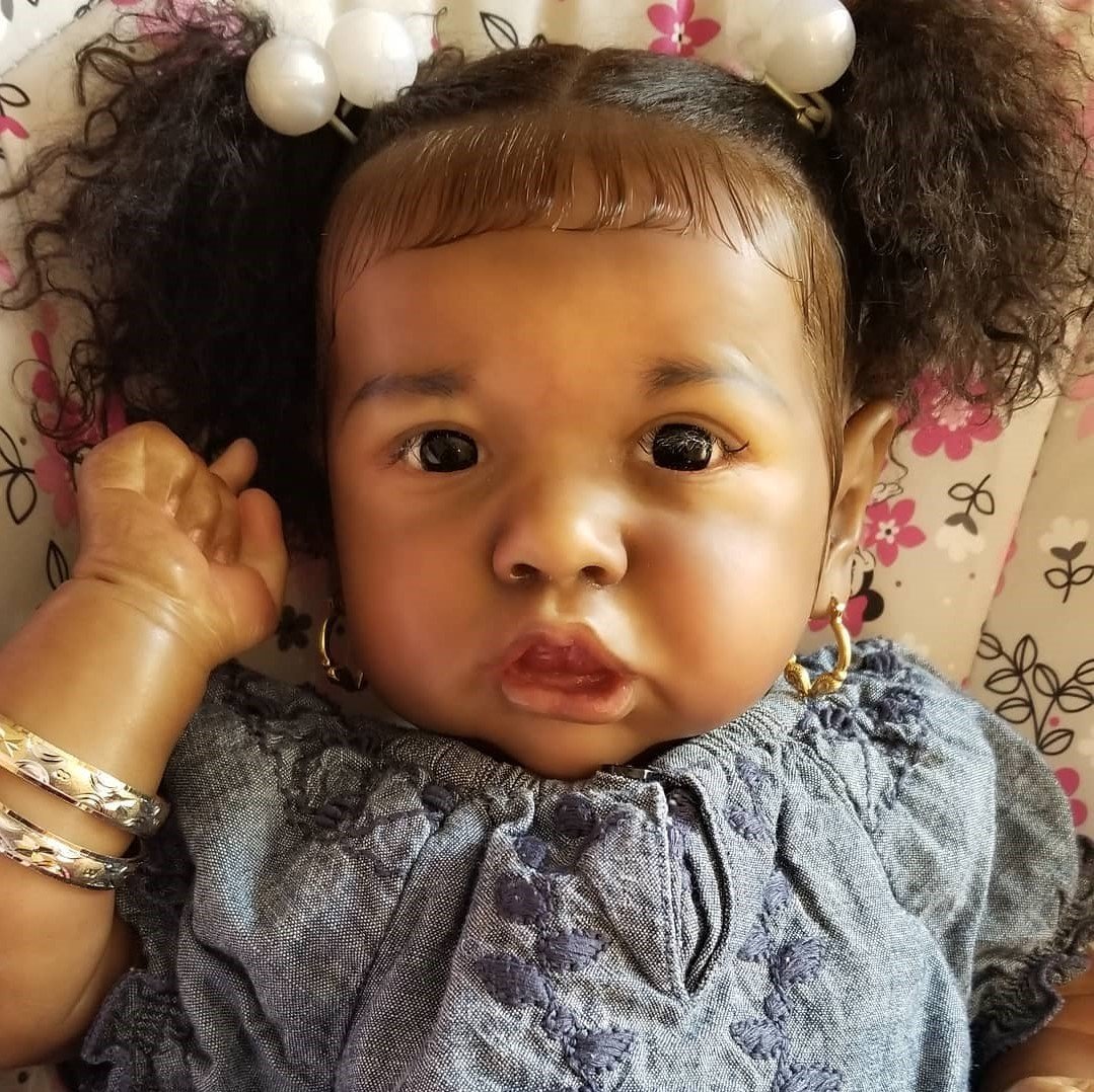 20'' Truly Realistic Black Toddlers Reborn Baby Doll Girl Randi Toy 2022, Lifelike Baby Doll Poseable and Weighted with HandRooted Hair -Creativegiftss® - [product_tag]
