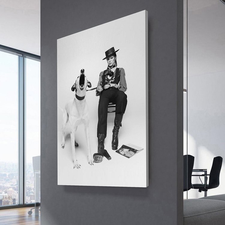 David Bowie with Jumping Dog Canvas Wall Art