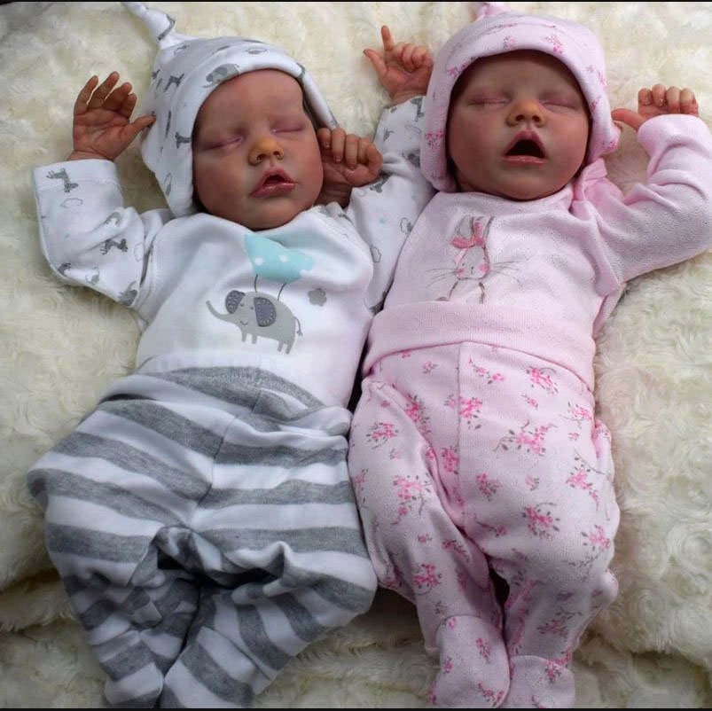 17'' Lifelike Realistic Twins Sister Renata and Jayleen Reborn Silicone Baby Doll Girl - Reborndollsshop.com-Reborndollsshop®
