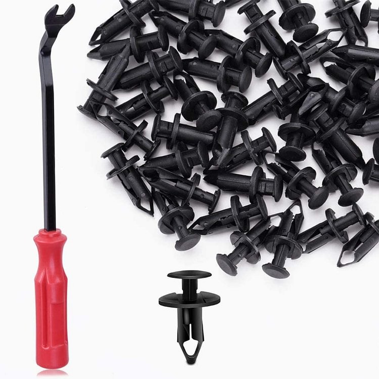 100pcs Bumper Buckle Leaf Piercing Pin Expansion Clip + Tool for Ford Honda