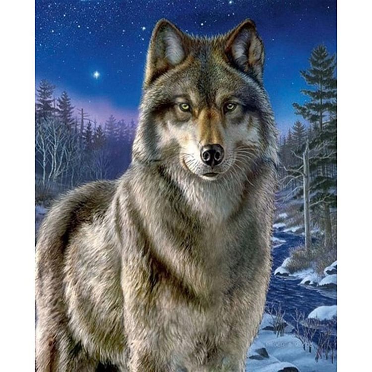 Wolf Round Full Drill Diamond Painting 30X40CM(Canvas) gbfke